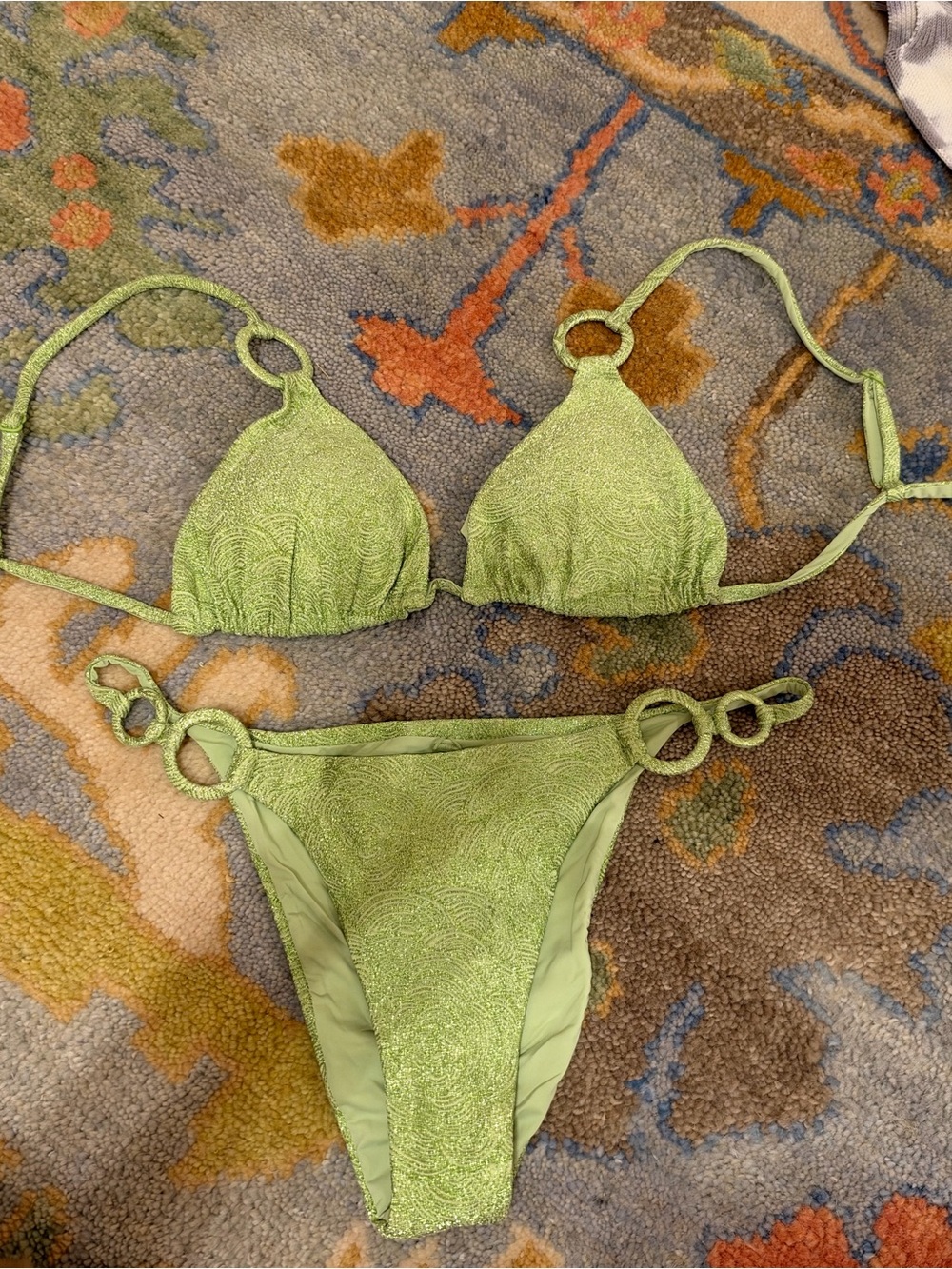 DEVON WINDSOR Light Green Ring-Detail Triangle Bikini